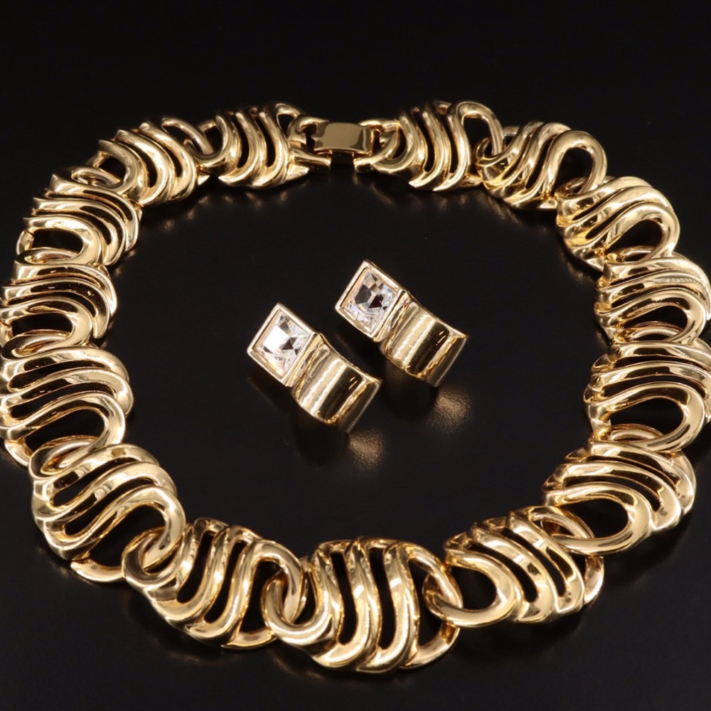 Givenchy Rhinestone Necklace and Earrings Set